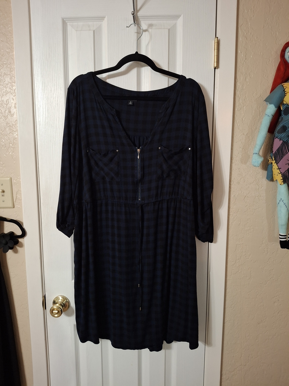 torrid Navy and Black Plaid Zip-Front Tunic Dress